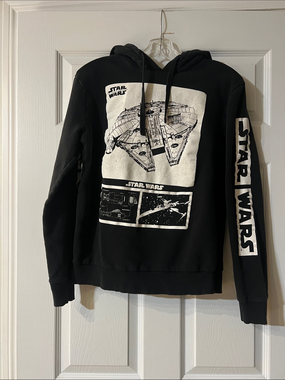 H&M Black Star Wars Pullover Hoodie with Falcon Graphic